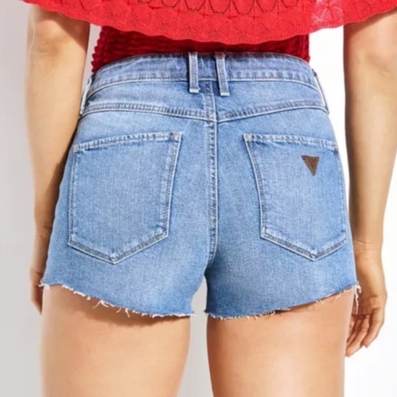 Guess Jean Shorts Embroidered Peek-a-boo Size 27 - Picture 3 of 11
